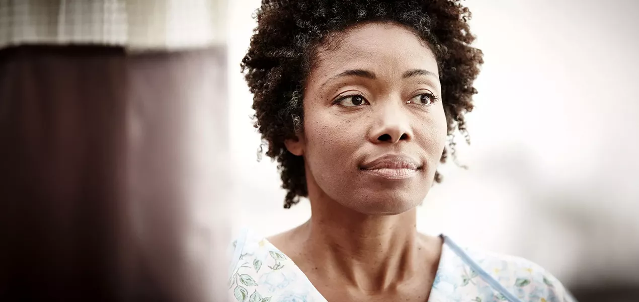 Close up of black female patient